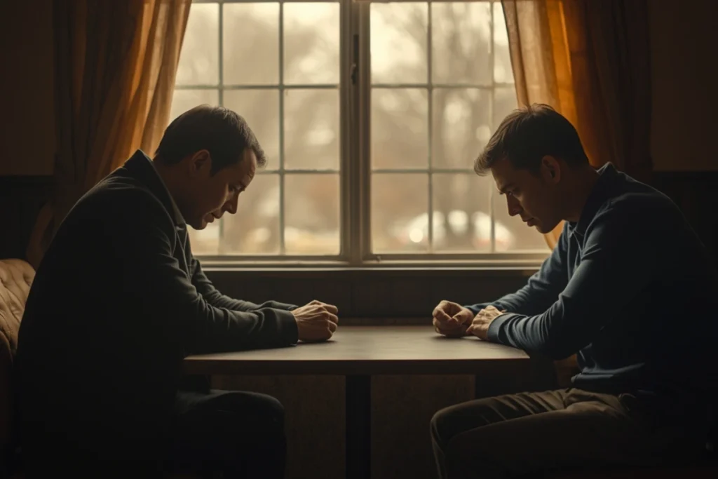 Two people in a warm, calm setting where being heard and understood is implied by their posture