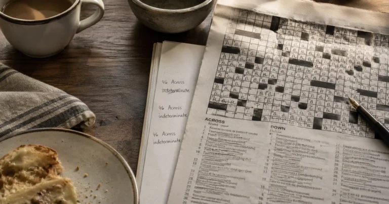 A nearly complete crossword puzzle with one correct answer erased and rewritten twice in the margin